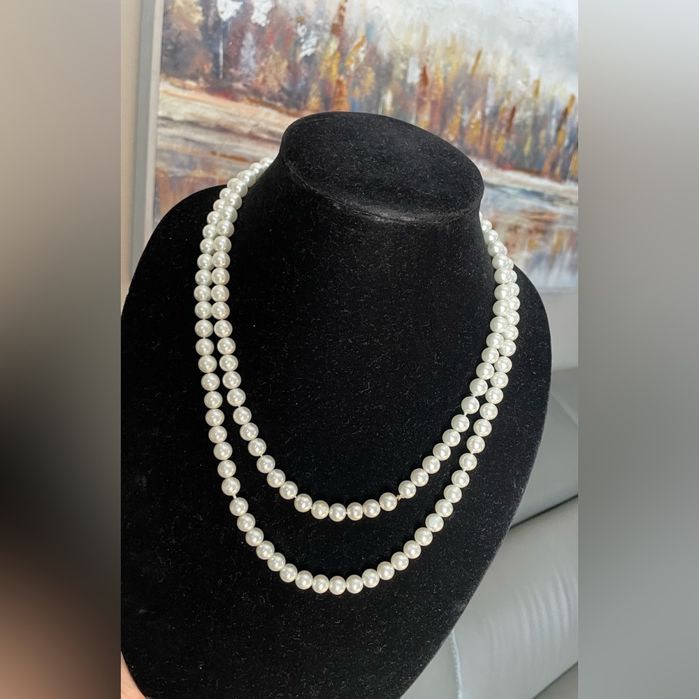 Elegant Extra Long Faux Pearl Necklace